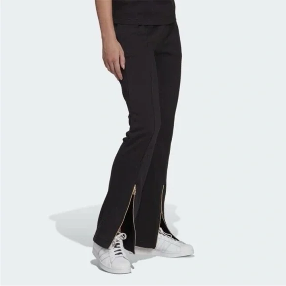 Adidas Originals Women's Track Pants Black Boot cut pant with ankle Gold zip XS - Picture 5 of 16